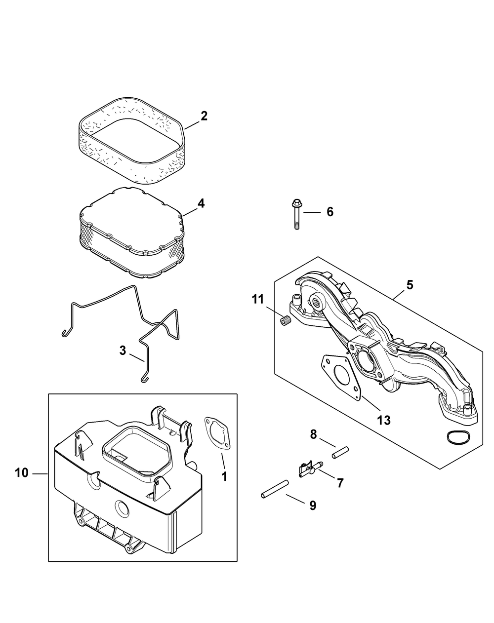 Kohler Sv725-3020 Air Intake And Filtration Diagram and Parts List for Z-FORCE54 (17BF3AGX-17BF3AGX010)(2012) Cub Cadet Lawn Tractor